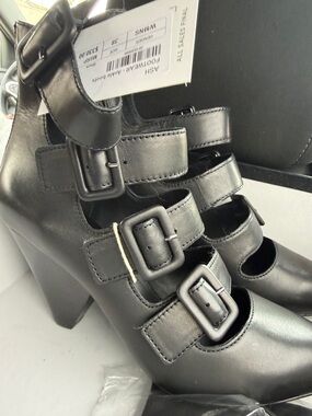 Ash Black Multi-Buckle Block Heel Mary Janes